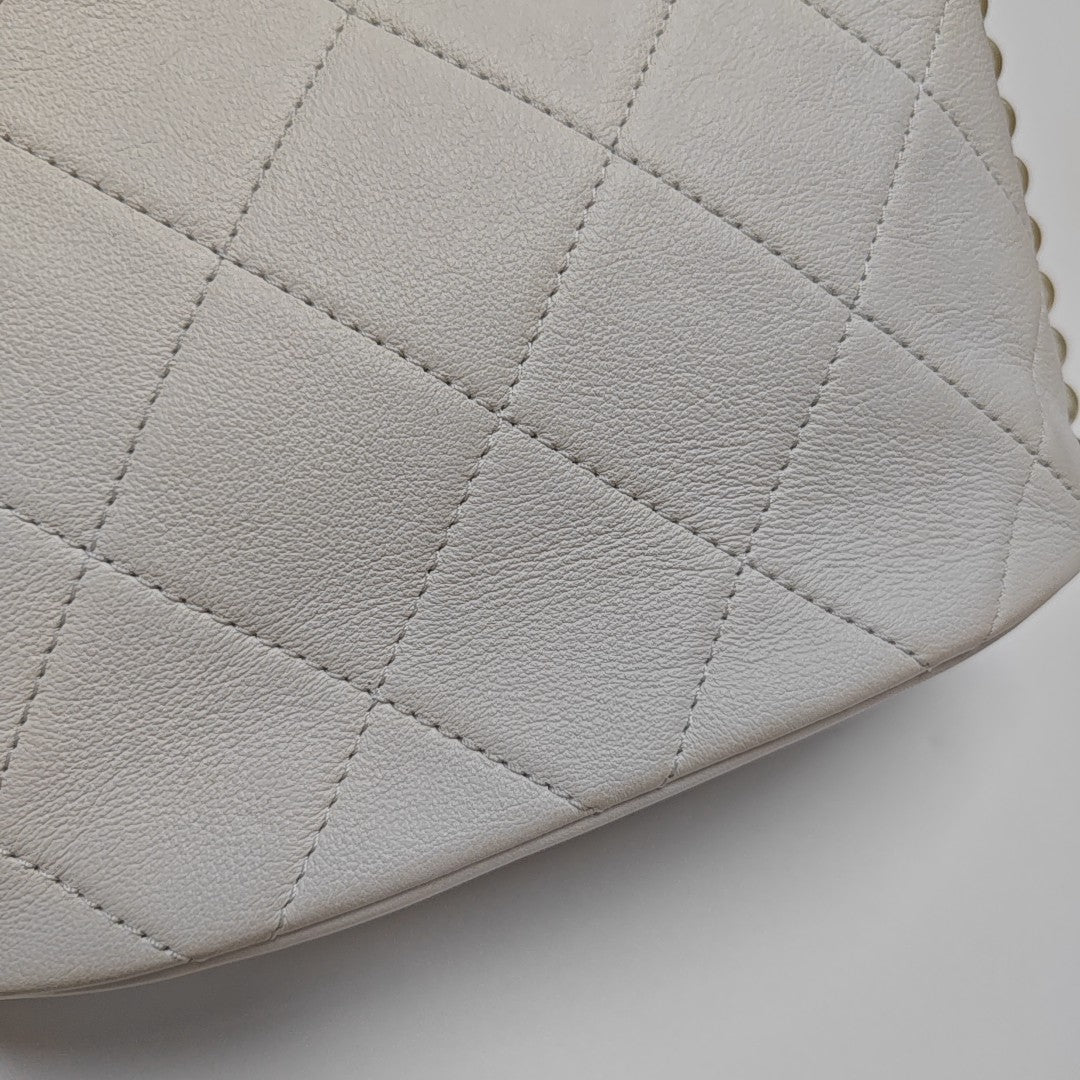 Quilted Calfskin Shoulder Bag Small White