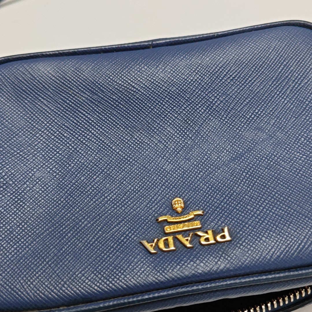 Saffiano Calfskin Shoulder Bag Blue