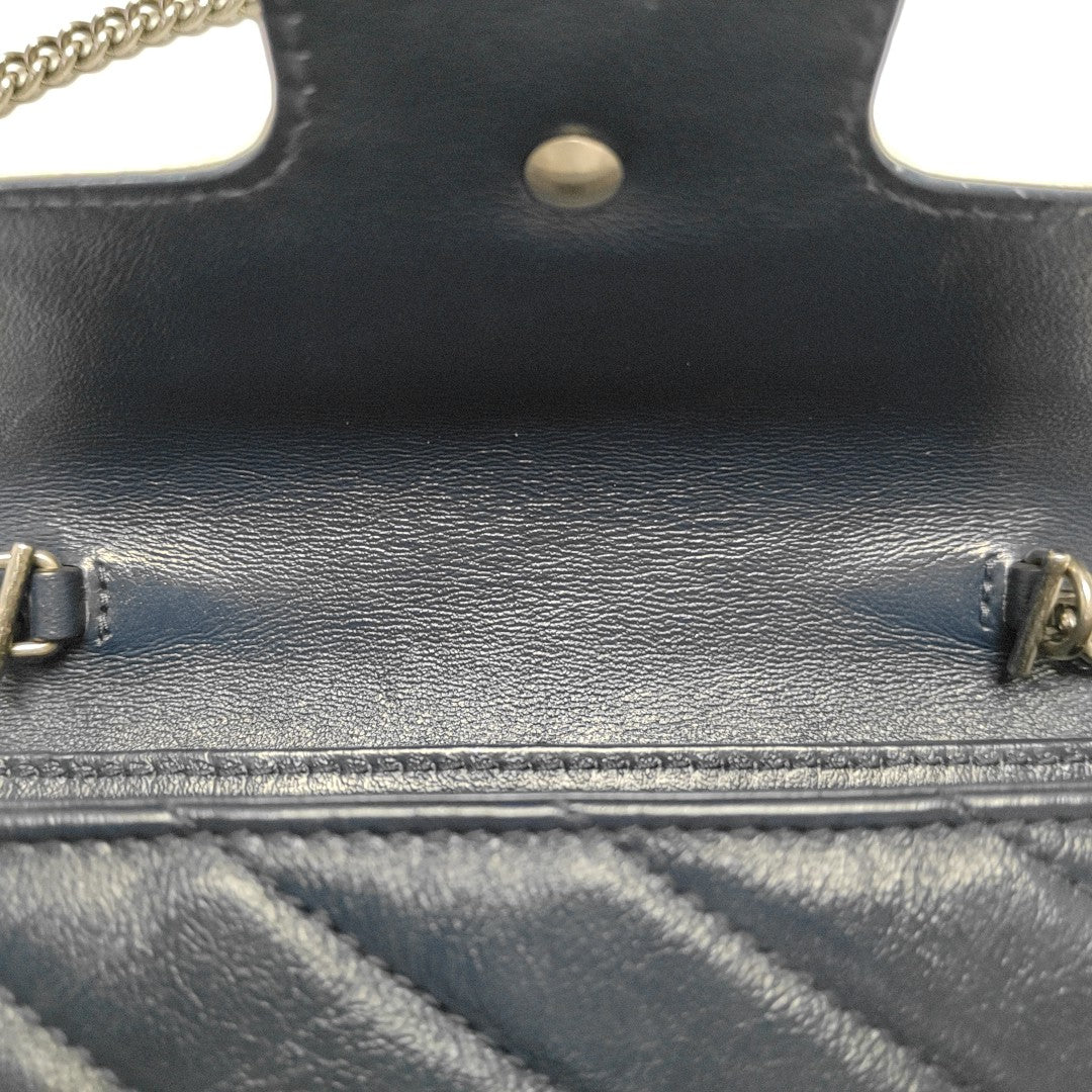 GG Marmont Super Mini Quilted Calfskin Blue