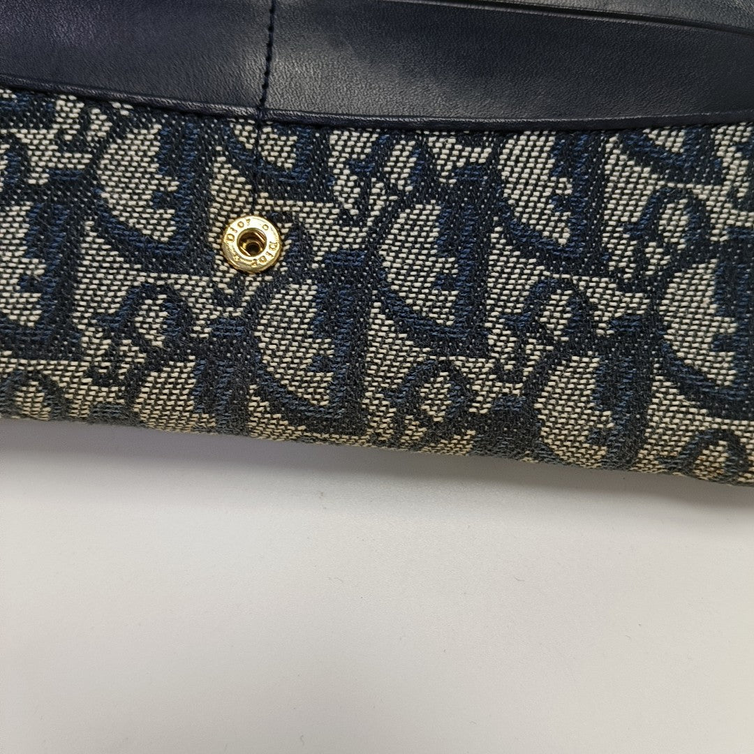 Oblique Coated Canvas Wallet Blue