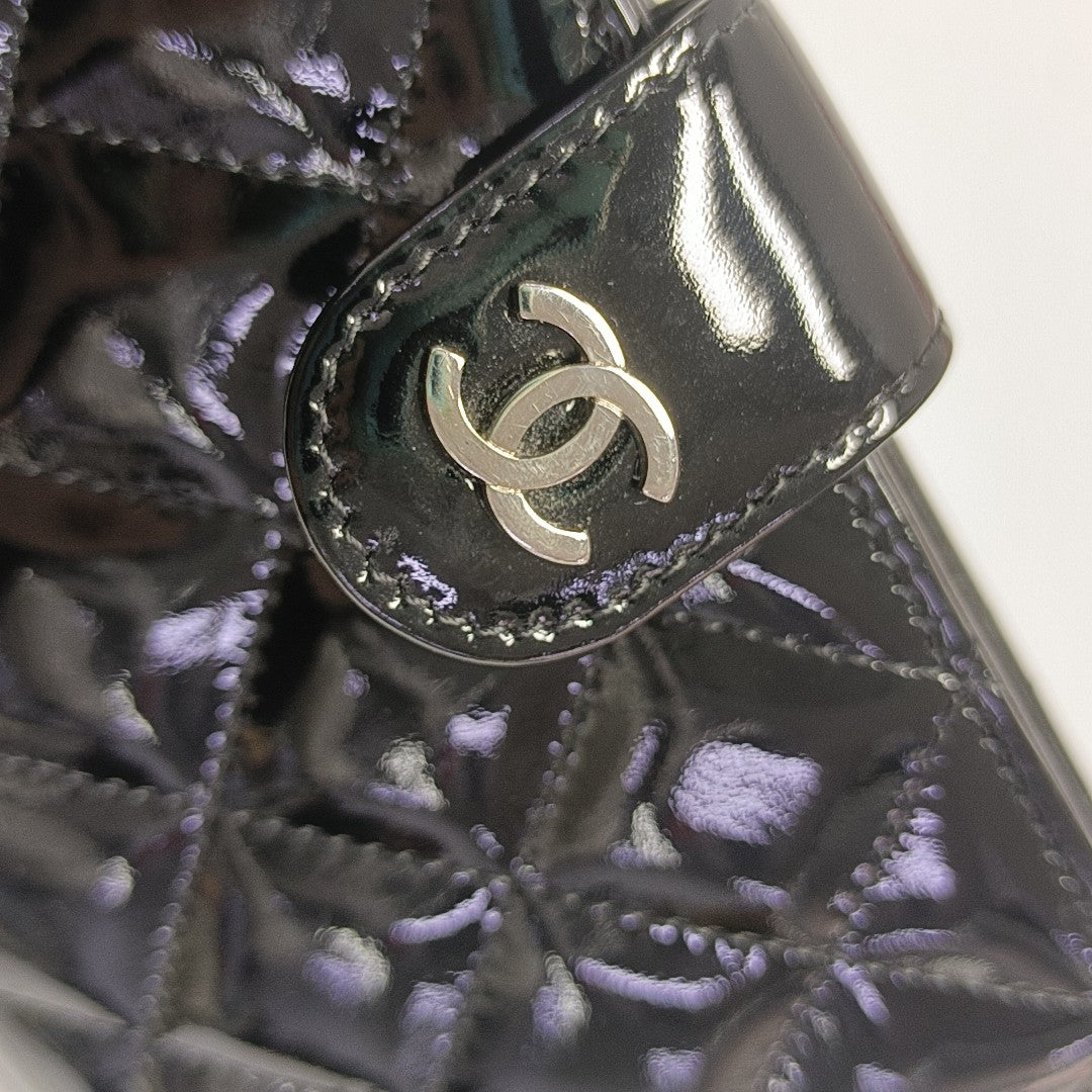 Quilted Patent Leather Wallet Black