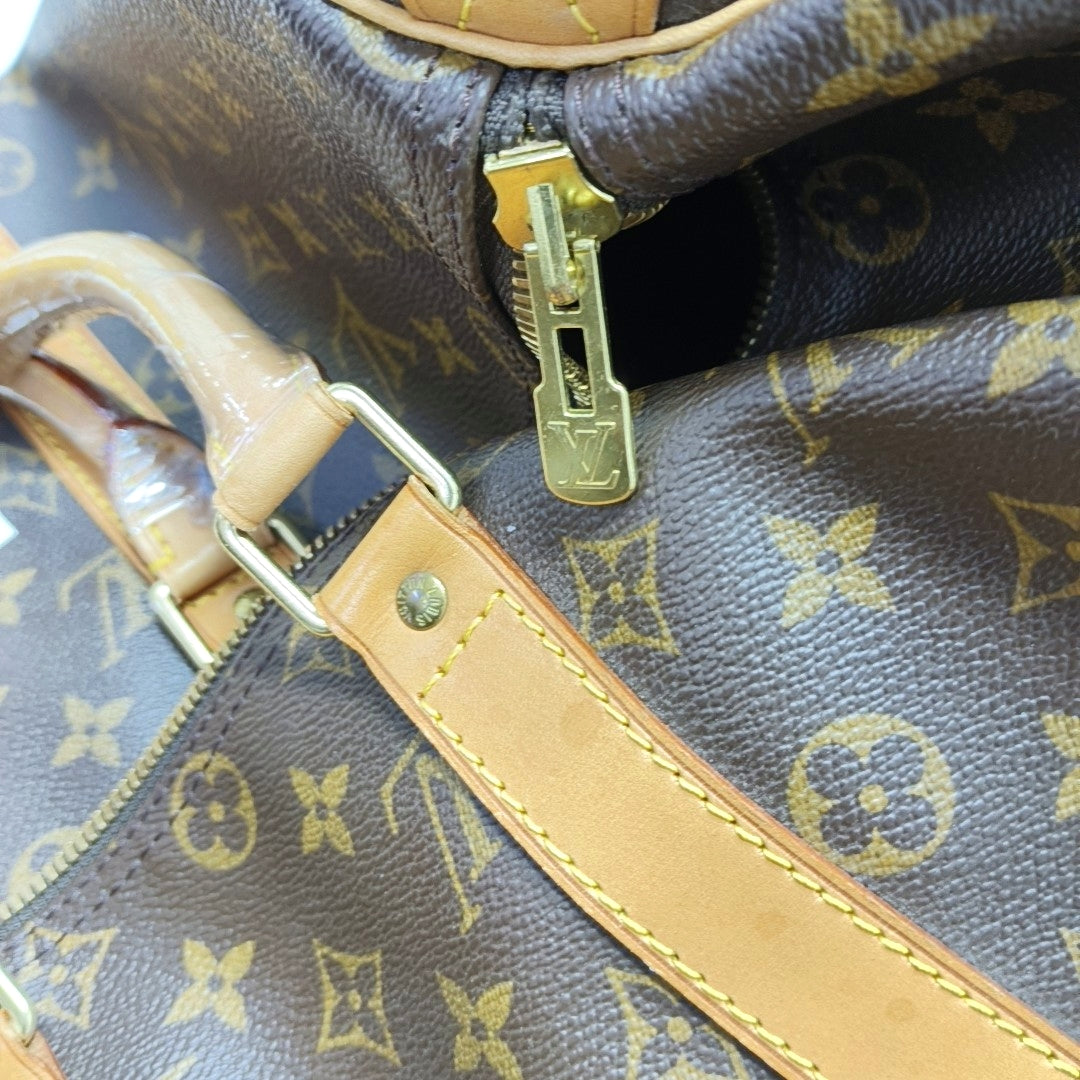 KEEPALL 45 Monogram Coated Canvas Brown