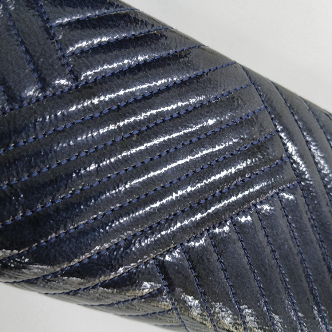 Chevron Patent Leather Wallet Blue