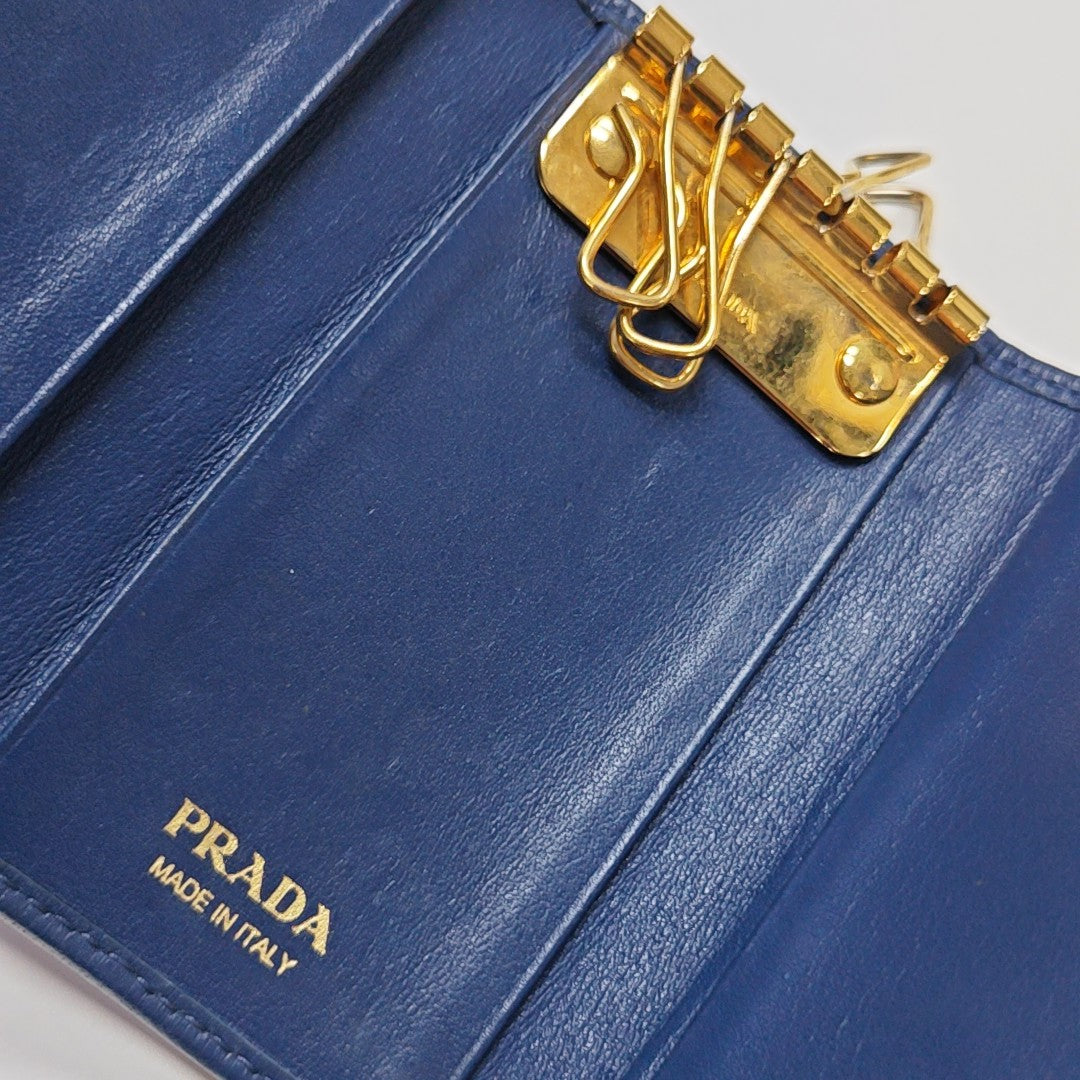 Saffiano Calfskin Key Pouch Blue
