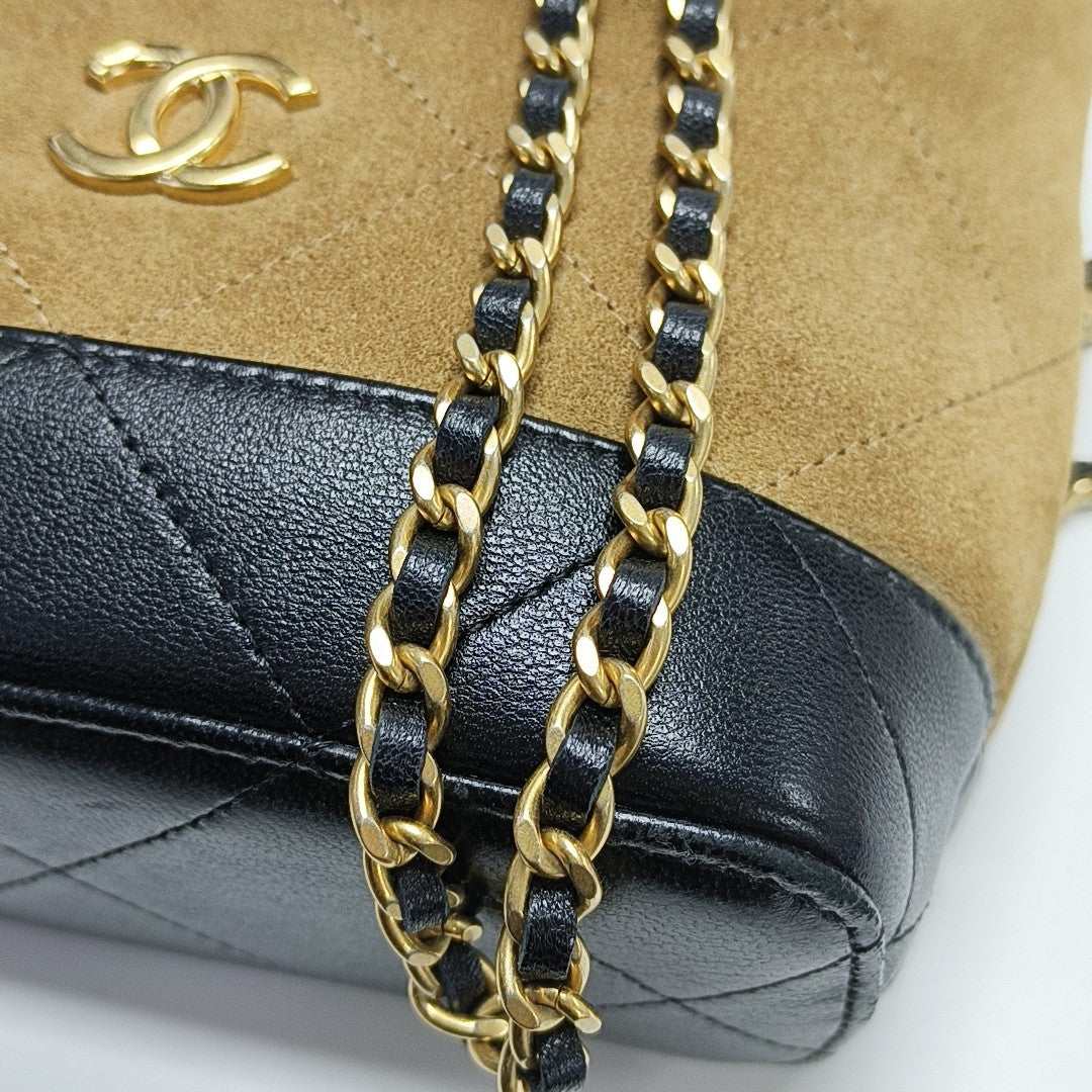 Quilted Suede Shoulder Bag Brown