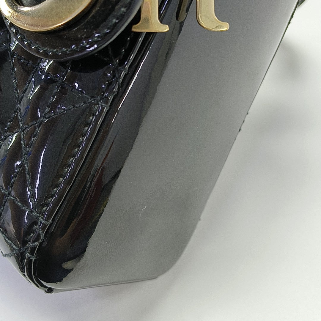 Lady Dior Mini Cannage Patent Leather Black