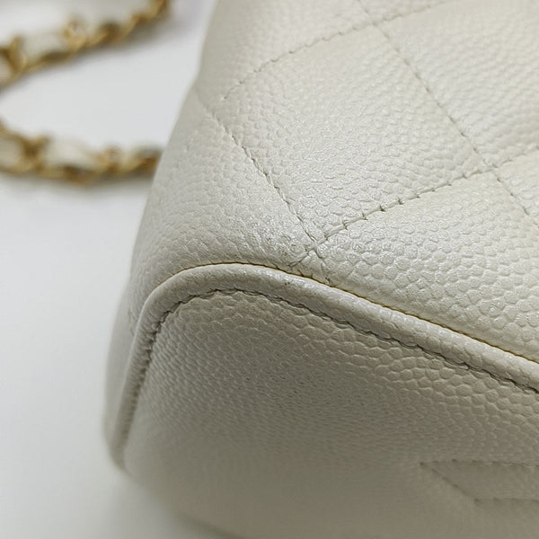 VANITY CASE Small Quilted Grained Calfskin White
