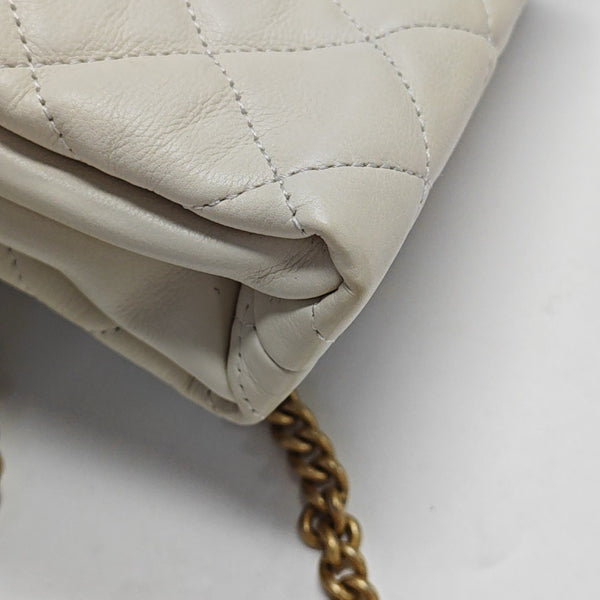 Quilted Calfskin Shoulder Bag White