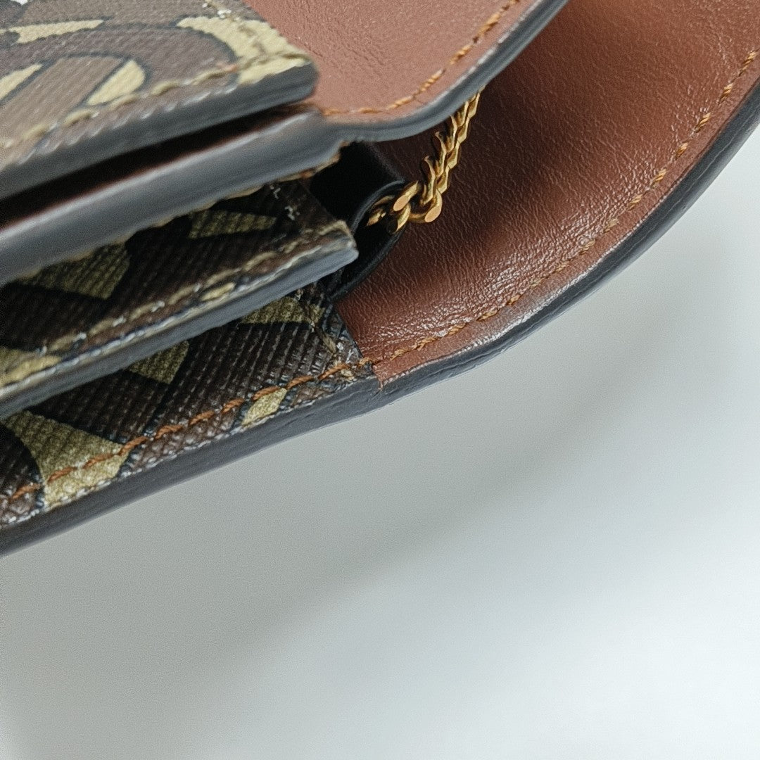 Coated Canvas Shoulder Bag Brown