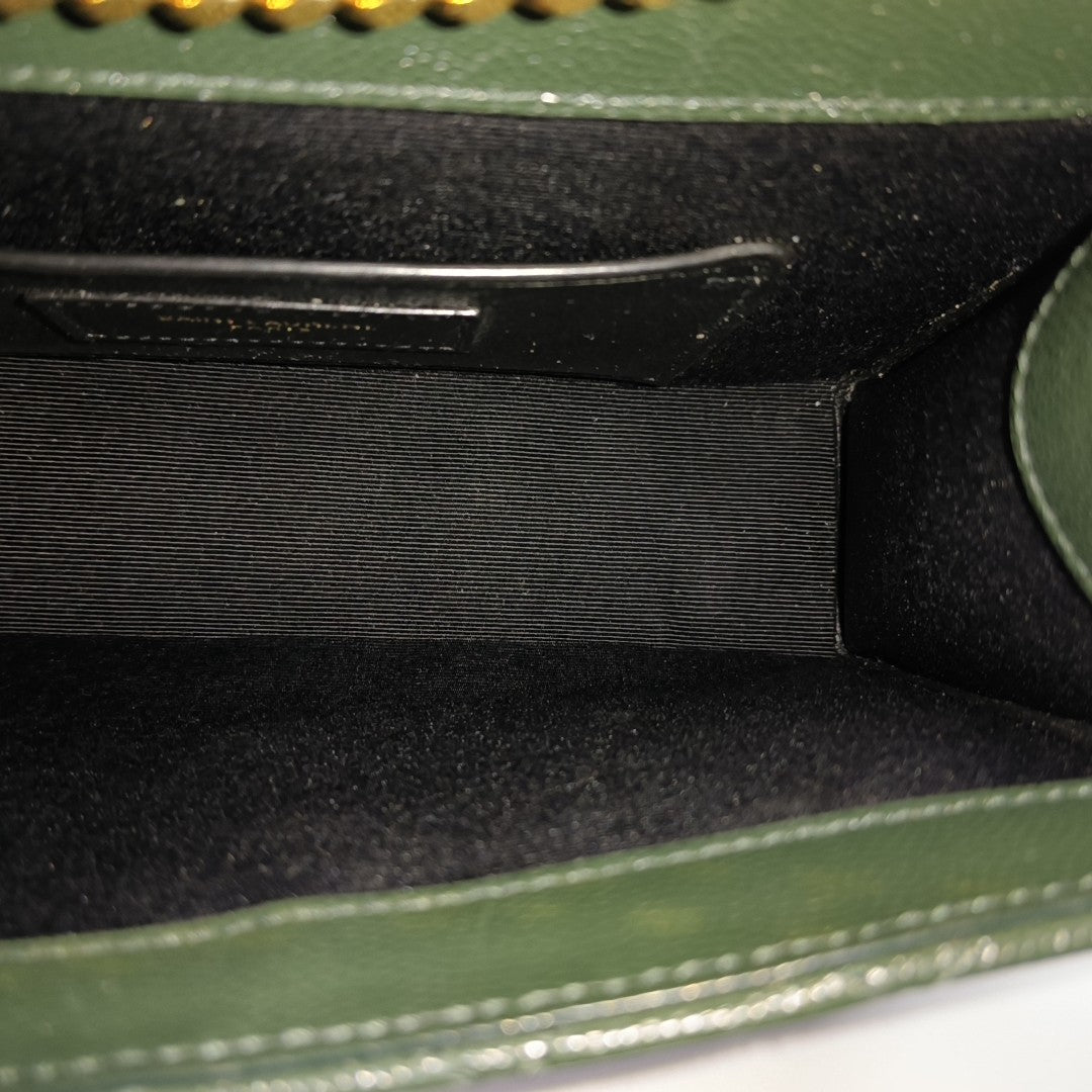 ENVELOPE Small Chevron Calfskin Green