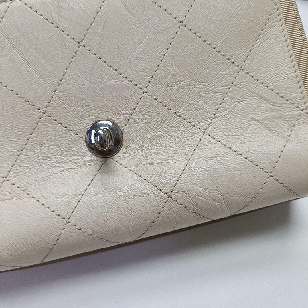 Quilted Calfskin Shoulder Bag Beige