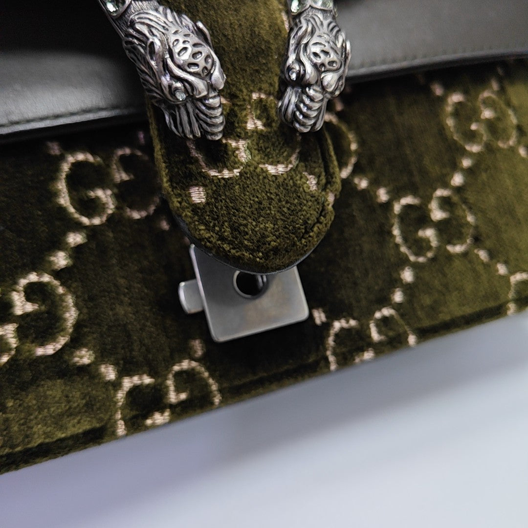 Dionysus Small Monogram Velvet Green