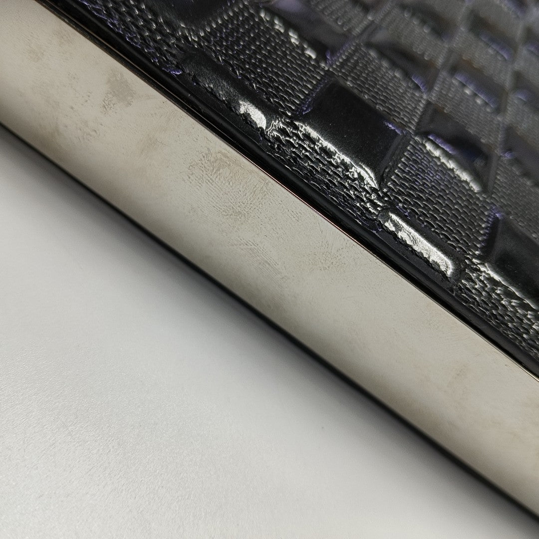 ANJU Damier Graphite Patent Leather Black