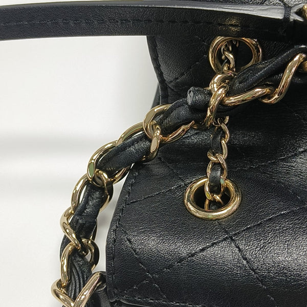 DRAWSTRING Quilted Calfskin Black