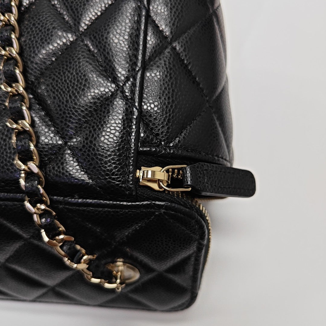 VANITY CASE Small Quilted Grained Calfskin Black