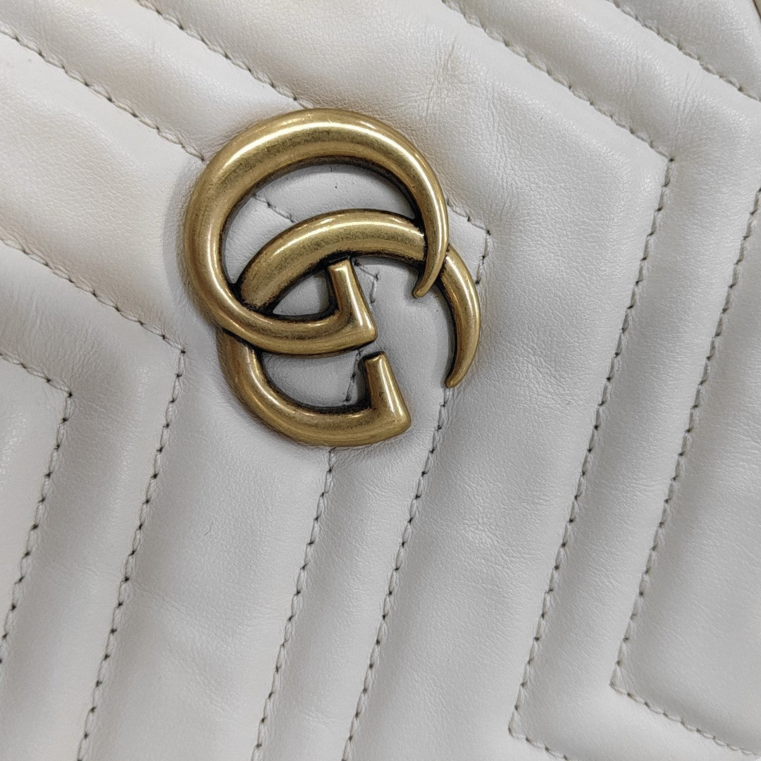 GG Marmont Mini Quilted Calfskin White