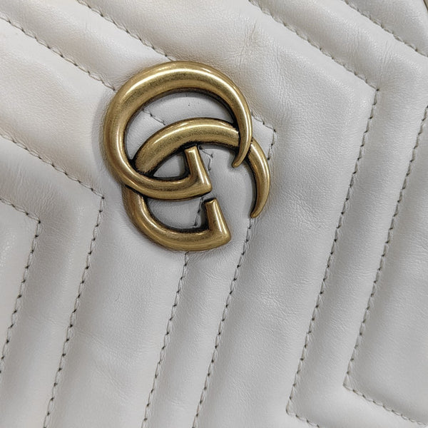 GG Marmont Mini Quilted Calfskin White