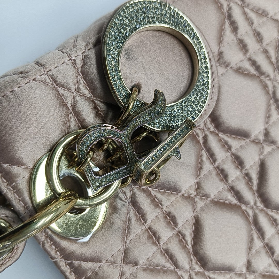Lady Dior Small Cannage Silk Satin Pink
