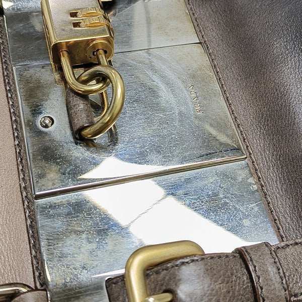 Calfskin Top Handle Bag Brown