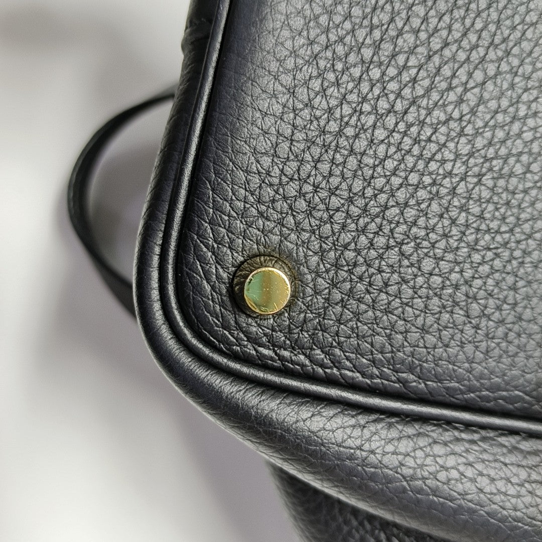 Authenticated pre-owned  Picotin Lock Clemence Black - Bucket Bag at Looply