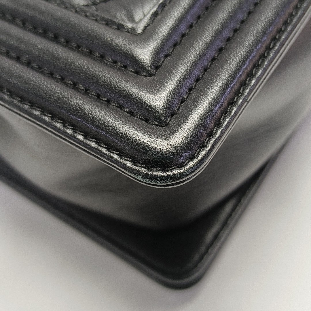 BOY CHANEL Medium Quilted Calfskin Black