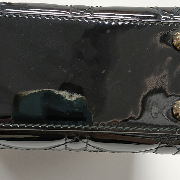Lady Dior Mini Cannage Patent Leather Black