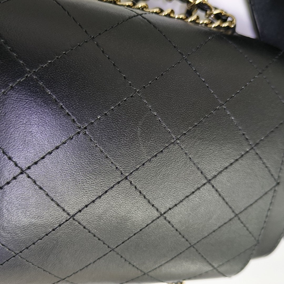 Quilted Lambskin Shoulder Bag Black