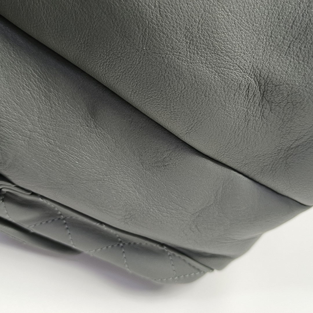 Quilted Calfskin Backpack Gray
