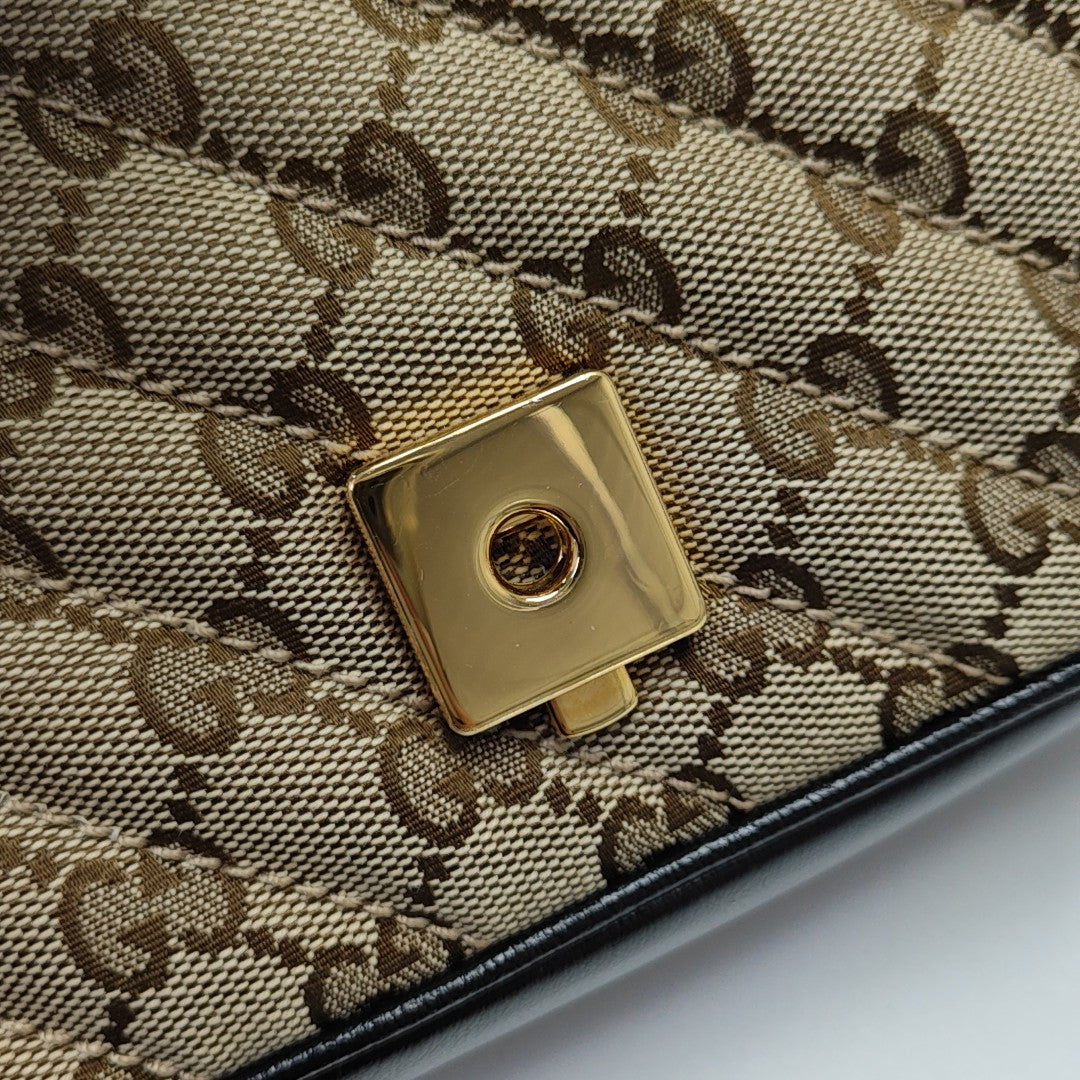 GG Marmont Small Quilted Canvas Brown
