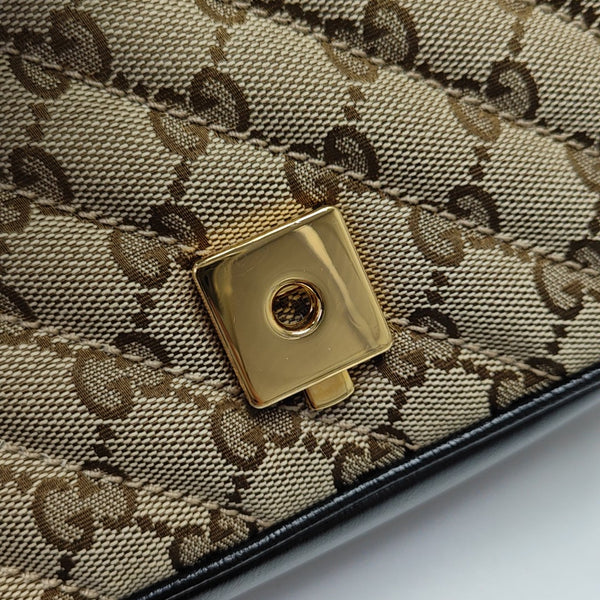 GG Marmont Small Quilted Canvas Brown