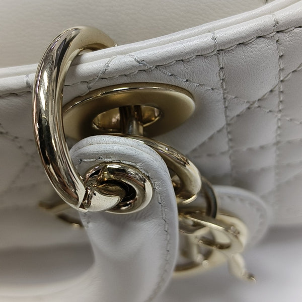 Lady D-Joy Super Mini Cannage Lambskin White