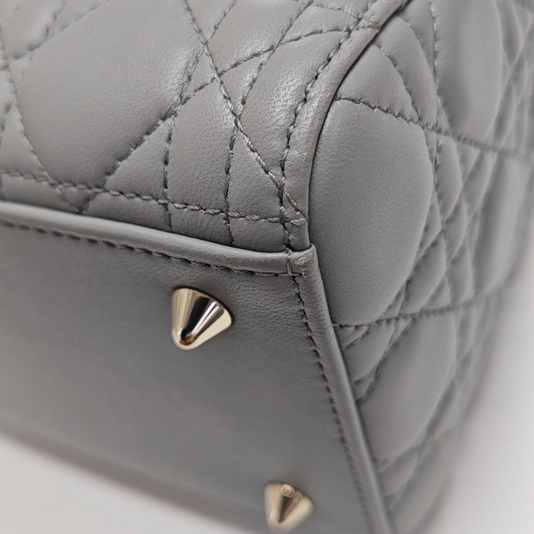 Lady Dior Medium Cannage Lambskin Gray