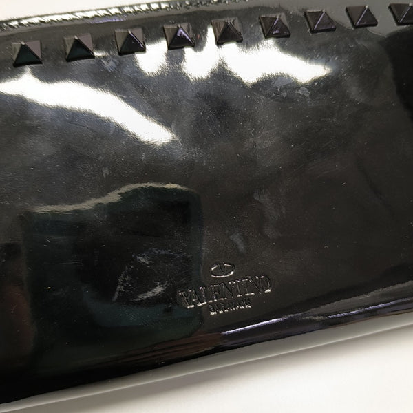 Rockstud Patent Leather Black Wallet