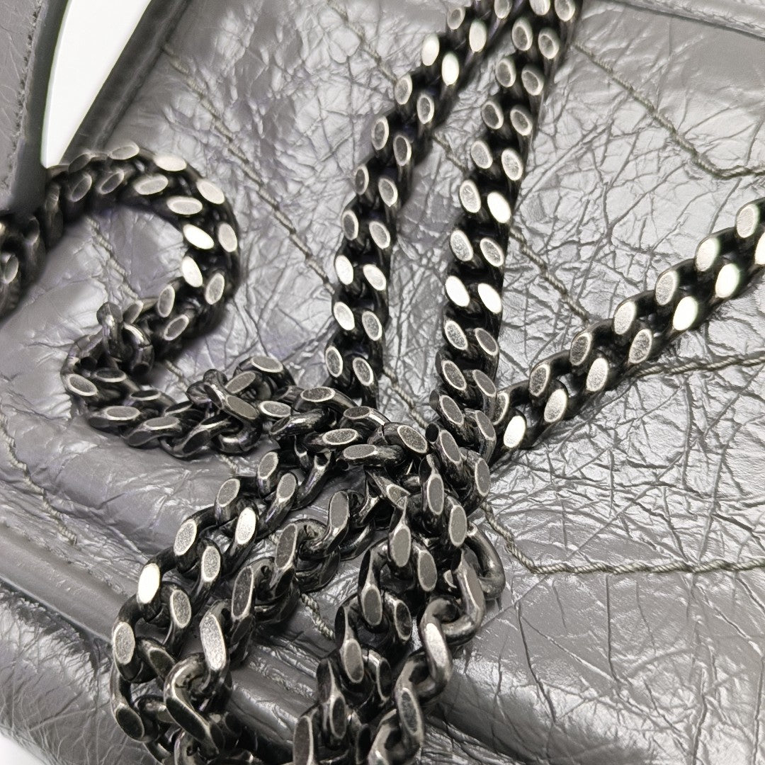NIKI Mini Chevron Calfskin Gray