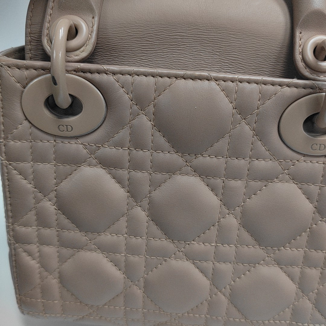 Lady Dior Mini Cannage Calfskin Beige