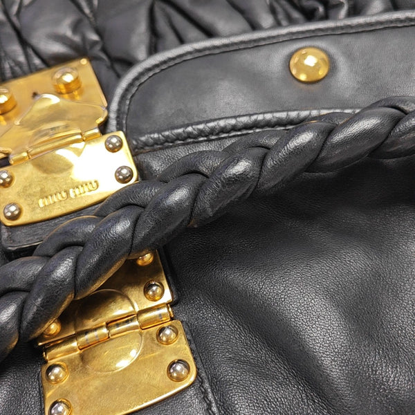 Miu Coffer Quilted Lambskin Black