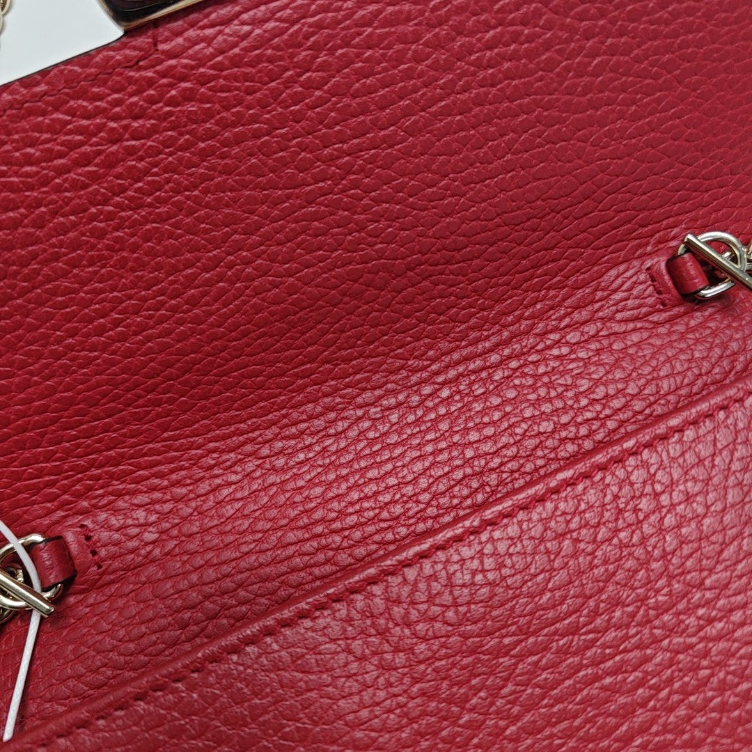 Interlocking G Small Calfskin Red