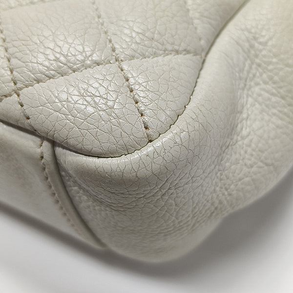 Chevron Calfskin Shoulder Bag White