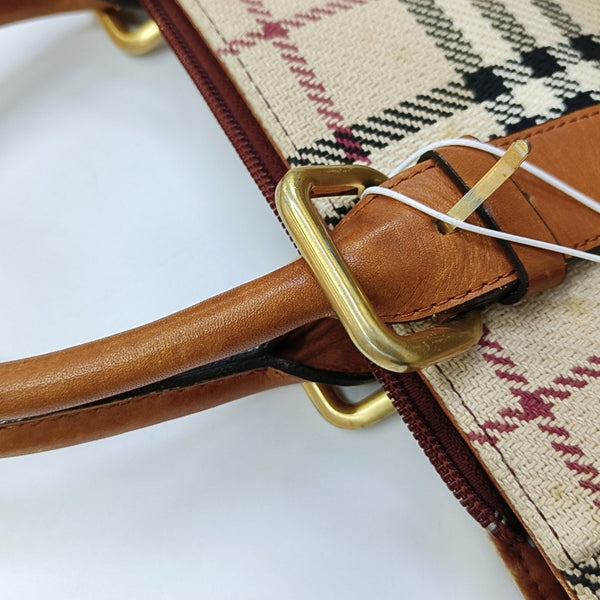 Fabric Top Handle Bag Brown