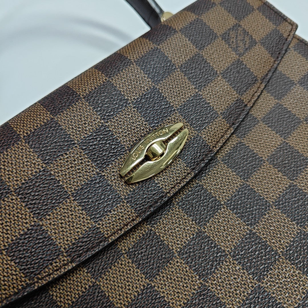 Coated Canvas Top Handle Bag Brown