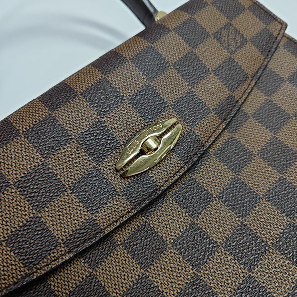 Coated Canvas Top Handle Bag Brown