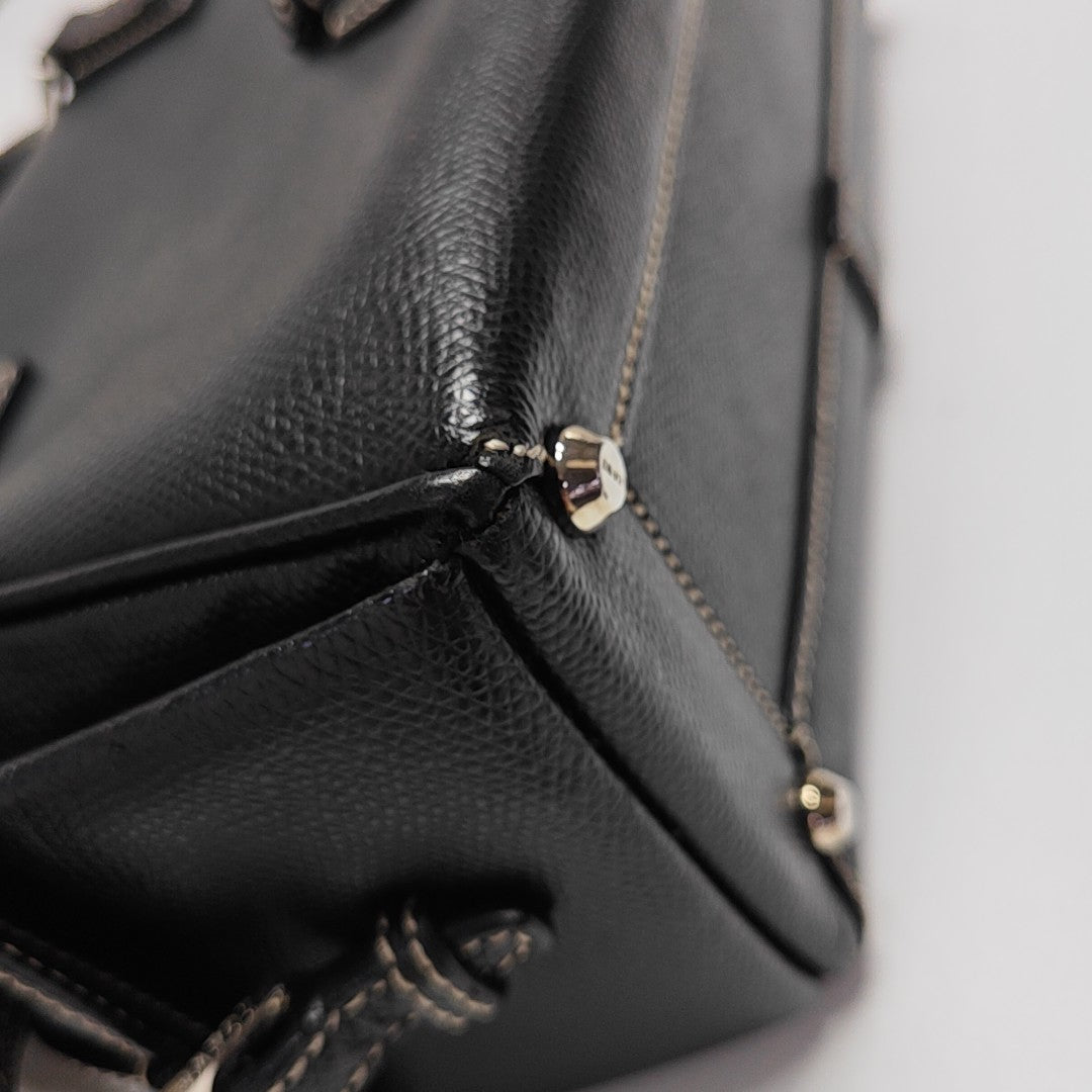 Calfskin Top Handle Bag Black