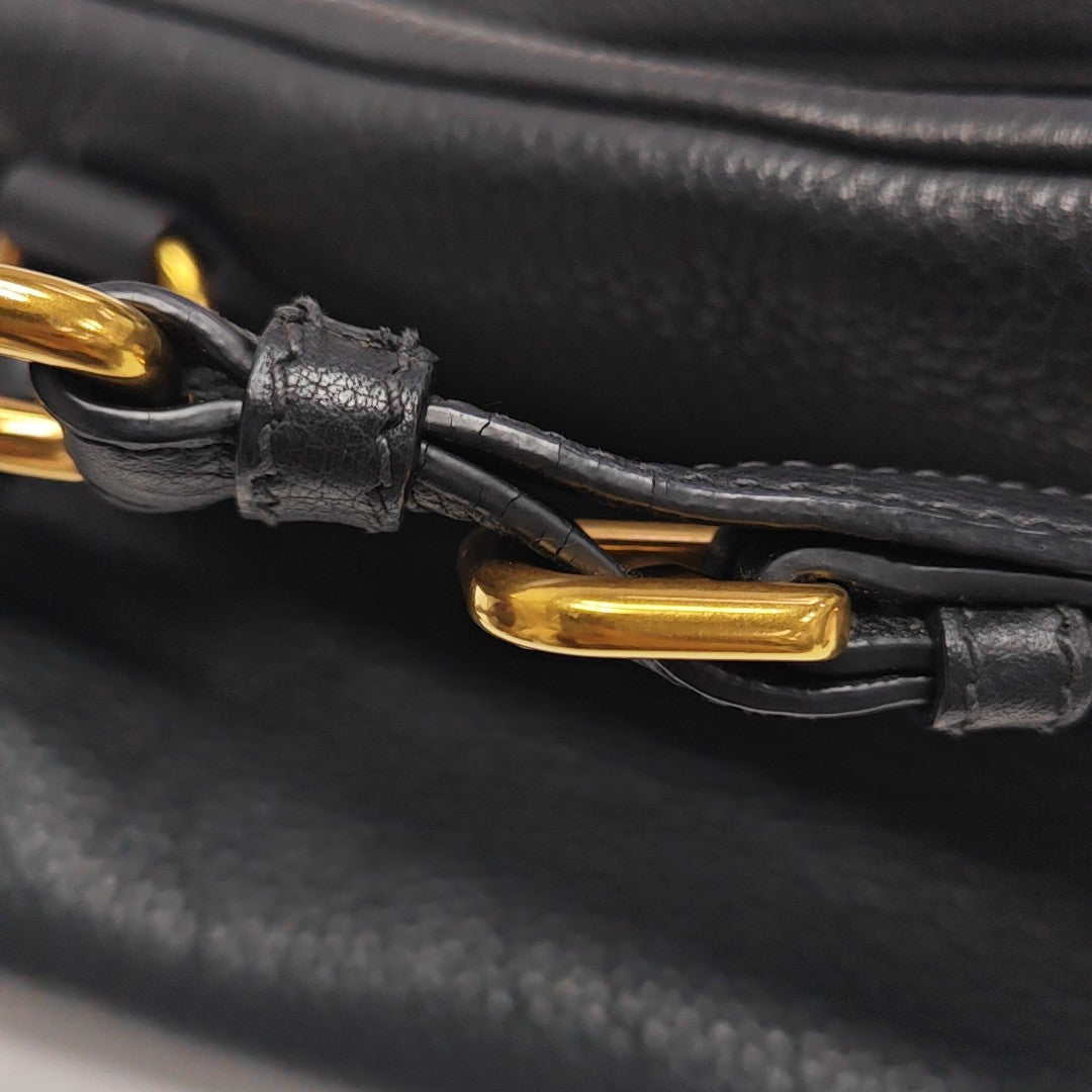 Calfskin Top Handle Bag Black
