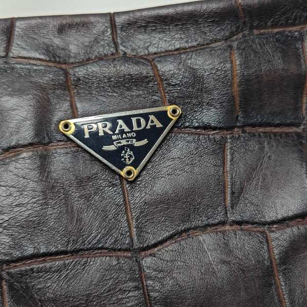 Calfskin Top Handle Bag Brown