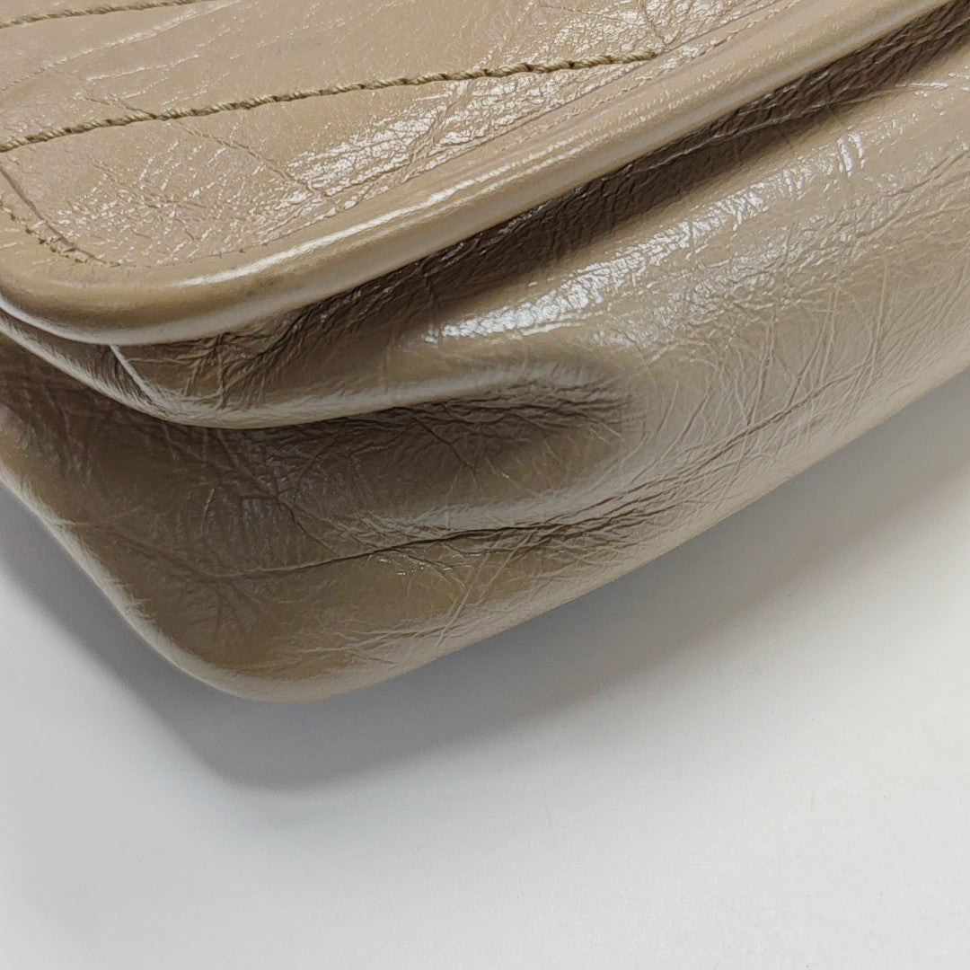 NIKI Small Chevron Calfskin Beige