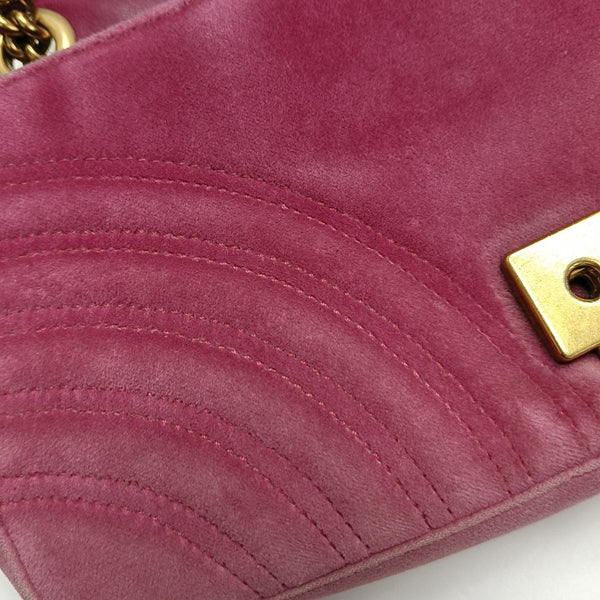 GG Marmont Medium Quilted Velvet Pink