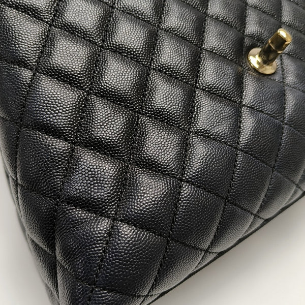 COCO HANDLE Medium Quilted Grained Calfskin Black