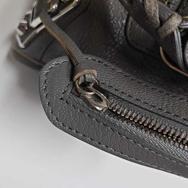 Classic Metallic Edge City Mini Lambskin Gray