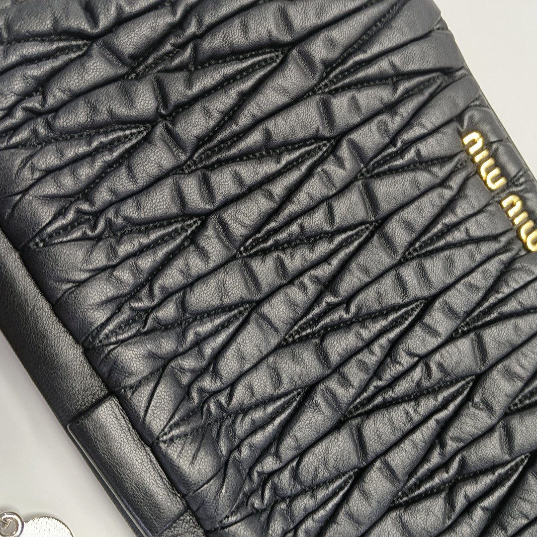 Quilted Lambskin Top Handle Bag Black
