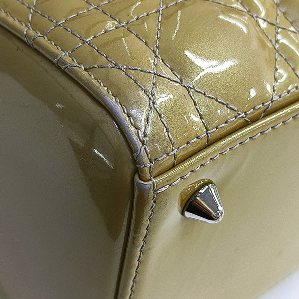 Authenticated pre-owned  Lady Dior Medium Quilted Patent Leather Green - Tote Bag at Looply